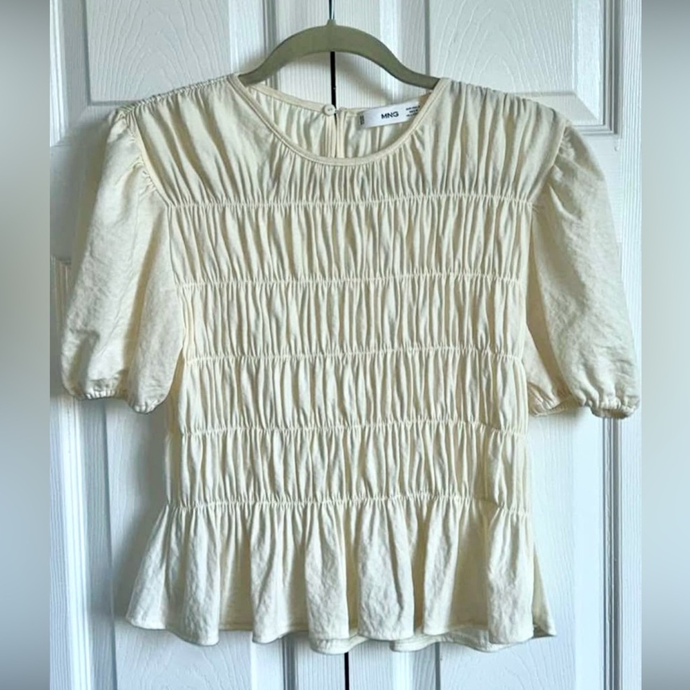 Mango Cream Puff Sleeve Blouse
